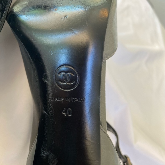 CHANEL Authentic Chanel Two-Tone Leather Heels with Ankle Strap – Size 40 - Picture 12 of 15